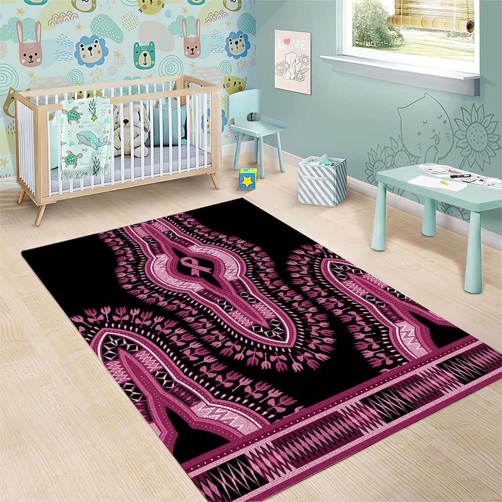 Breast Cancer Awareness Pink Ribbon Afro Area Rug Dashiki Style - African Pride