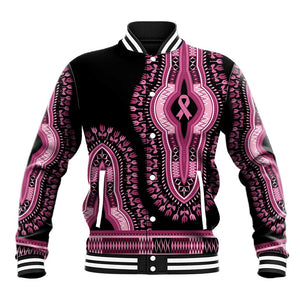 Breast Cancer Awareness Pink Ribbon Afro Baseball Jacket Dashiki Style - African Pride