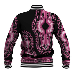 Breast Cancer Awareness Pink Ribbon Afro Baseball Jacket Dashiki Style - African Pride