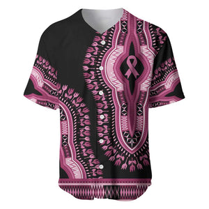 Breast Cancer Awareness Pink Ribbon Afro Baseball Jersey Dashiki Style - African Pride