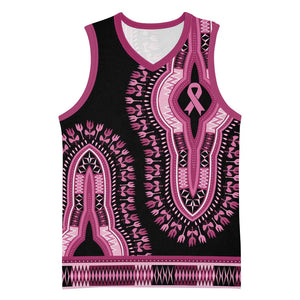 Breast Cancer Awareness Pink Ribbon Afro Basketball Jersey Dashiki Style - African Pride