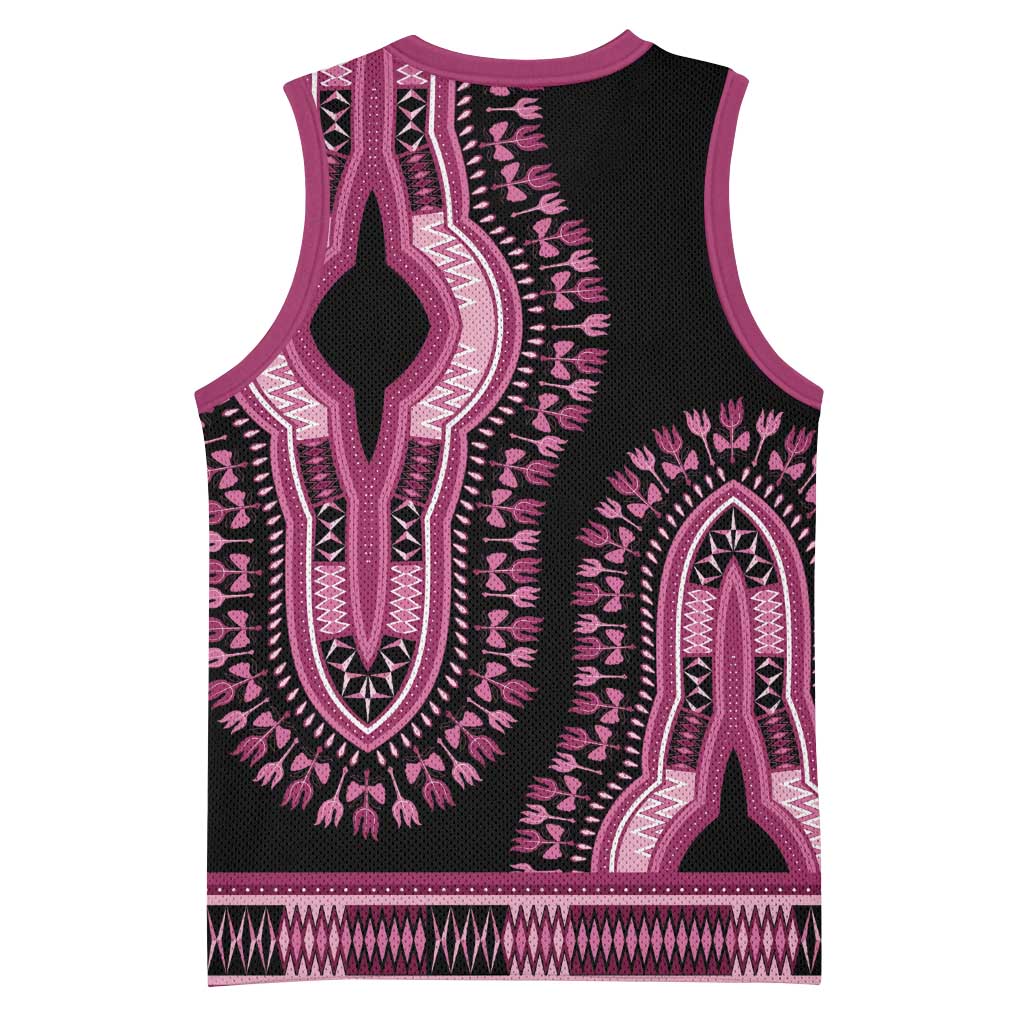 Breast Cancer Awareness Pink Ribbon Afro Basketball Jersey Dashiki Style - African Pride
