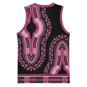Breast Cancer Awareness Pink Ribbon Afro Basketball Jersey Dashiki Style - African Pride