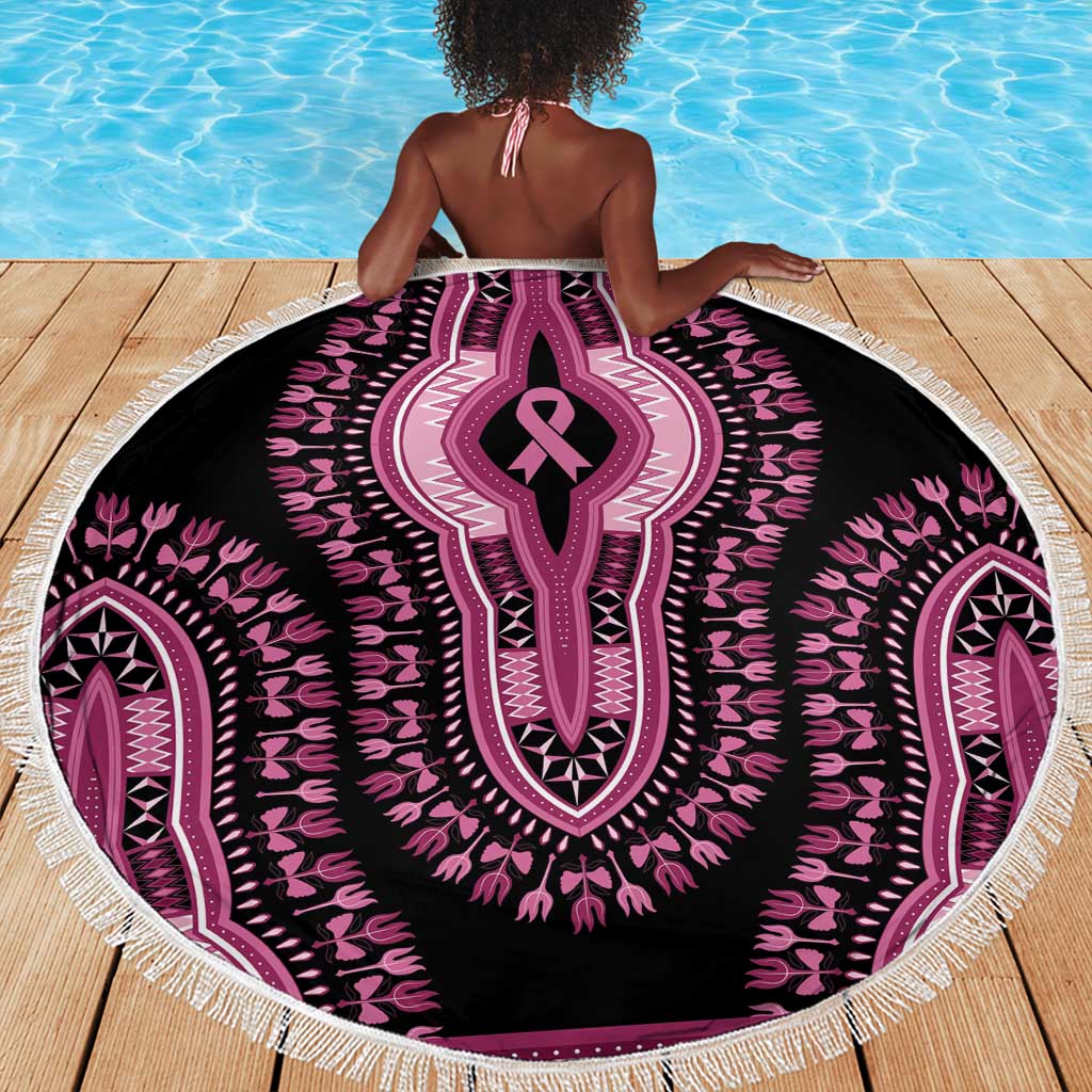Breast Cancer Awareness Pink Ribbon Afro Beach Blanket Dashiki Style - African Pride