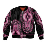 Breast Cancer Awareness Pink Ribbon Afro Bomber Jacket Dashiki Style - African Pride