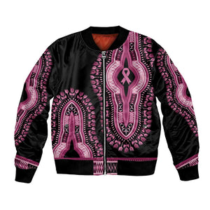 Breast Cancer Awareness Pink Ribbon Afro Bomber Jacket Dashiki Style - African Pride