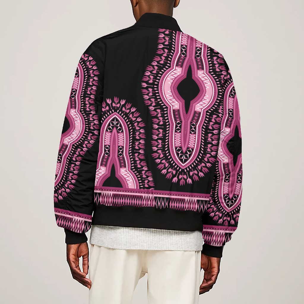 Breast Cancer Awareness Pink Ribbon Afro Bomber Jacket Dashiki Style - African Pride