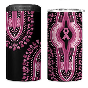 Breast Cancer Awareness Pink Ribbon Afro 4 in 1 Can Cooler Tumbler Dashiki Style - African Pride