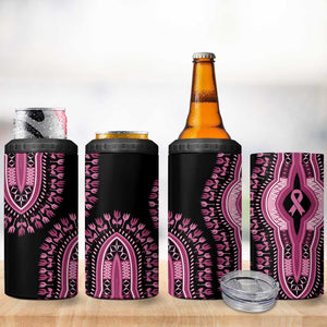 Breast Cancer Awareness Pink Ribbon Afro 4 in 1 Can Cooler Tumbler Dashiki Style - African Pride