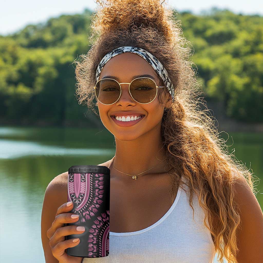 Breast Cancer Awareness Pink Ribbon Afro 4 in 1 Can Cooler Tumbler Dashiki Style - African Pride