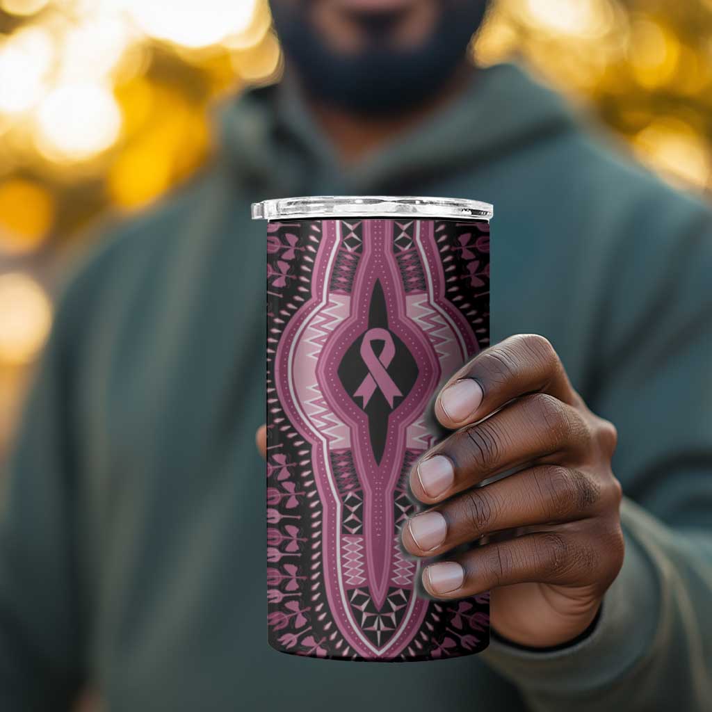 Breast Cancer Awareness Pink Ribbon Afro 4 in 1 Can Cooler Tumbler Dashiki Style - African Pride