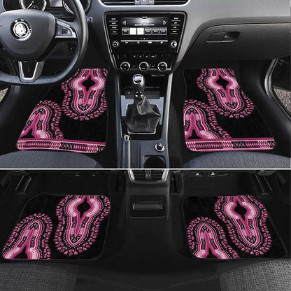 Breast Cancer Awareness Pink Ribbon Afro Car Mats Dashiki Style - African Pride