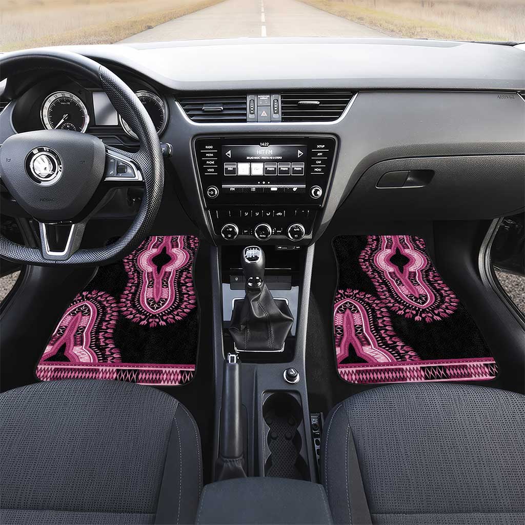 Breast Cancer Awareness Pink Ribbon Afro Car Mats Dashiki Style - African Pride