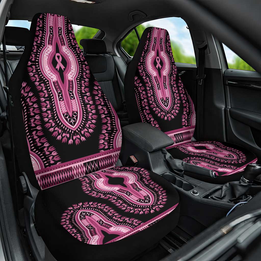 Breast Cancer Awareness Pink Ribbon Afro Car Seat Cover Dashiki Style - African Pride