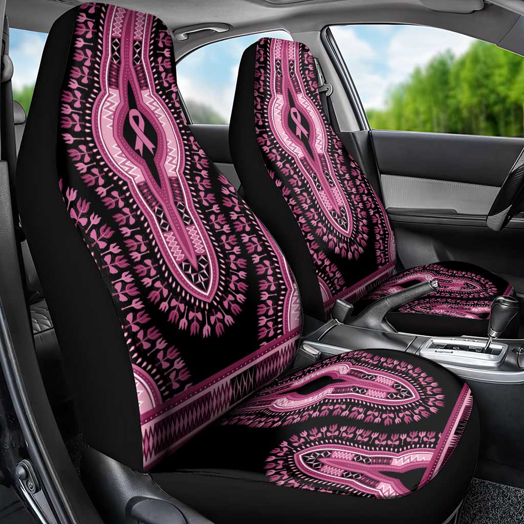 Breast Cancer Awareness Pink Ribbon Afro Car Seat Cover Dashiki Style - African Pride