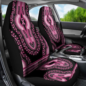 Breast Cancer Awareness Pink Ribbon Afro Car Seat Cover Dashiki Style - African Pride