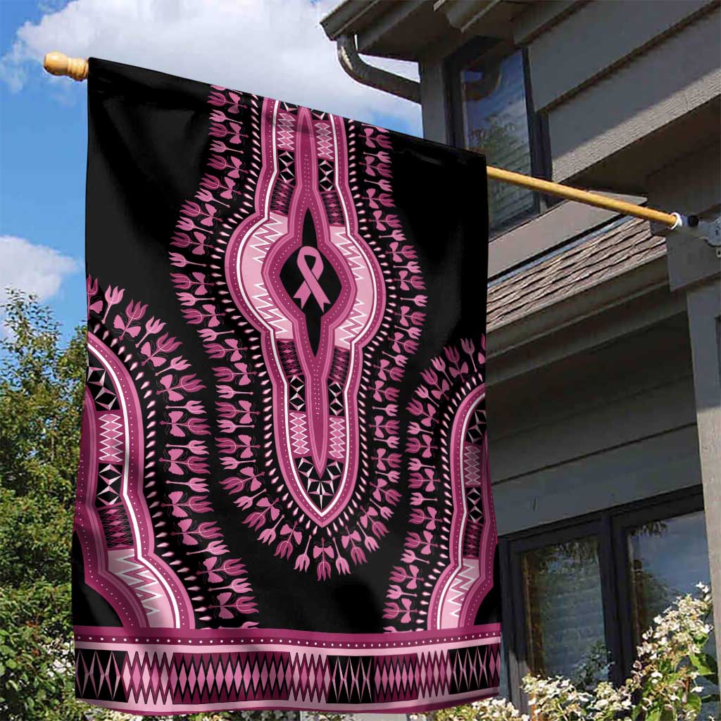 Breast Cancer Awareness Pink Ribbon Afro Garden Flag Dashiki Style - African Pride