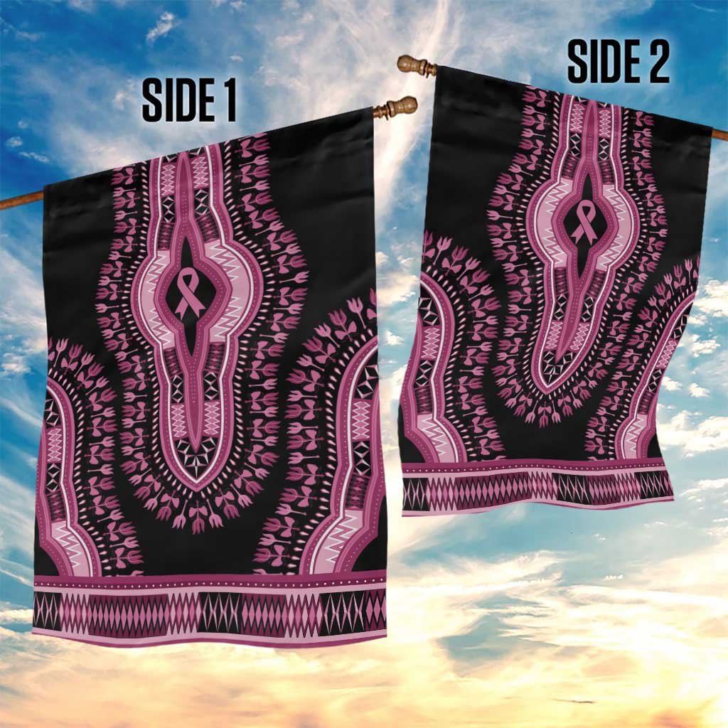 Breast Cancer Awareness Pink Ribbon Afro Garden Flag Dashiki Style - African Pride