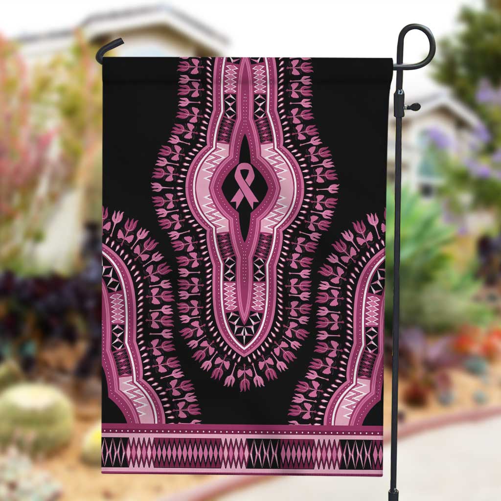 Breast Cancer Awareness Pink Ribbon Afro Garden Flag Dashiki Style - African Pride