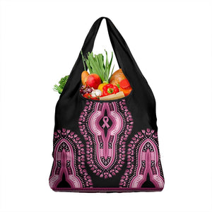 Breast Cancer Awareness Pink Ribbon Afro Grocery Bag Dashiki Style - African Pride