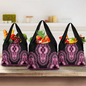 Breast Cancer Awareness Pink Ribbon Afro Grocery Bag Dashiki Style - African Pride