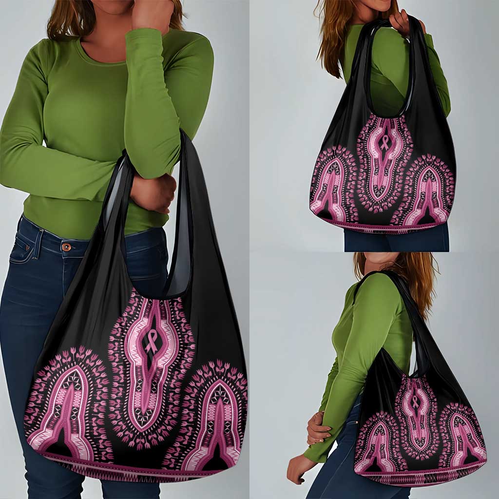 Breast Cancer Awareness Pink Ribbon Afro Grocery Bag Dashiki Style - African Pride