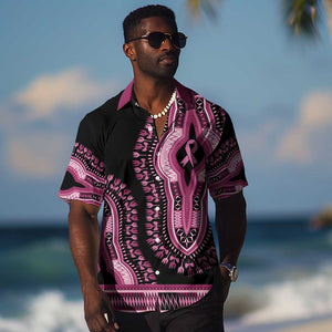 Breast Cancer Awareness Pink Ribbon Afro Hawaiian Shirt Dashiki Style - African Pride