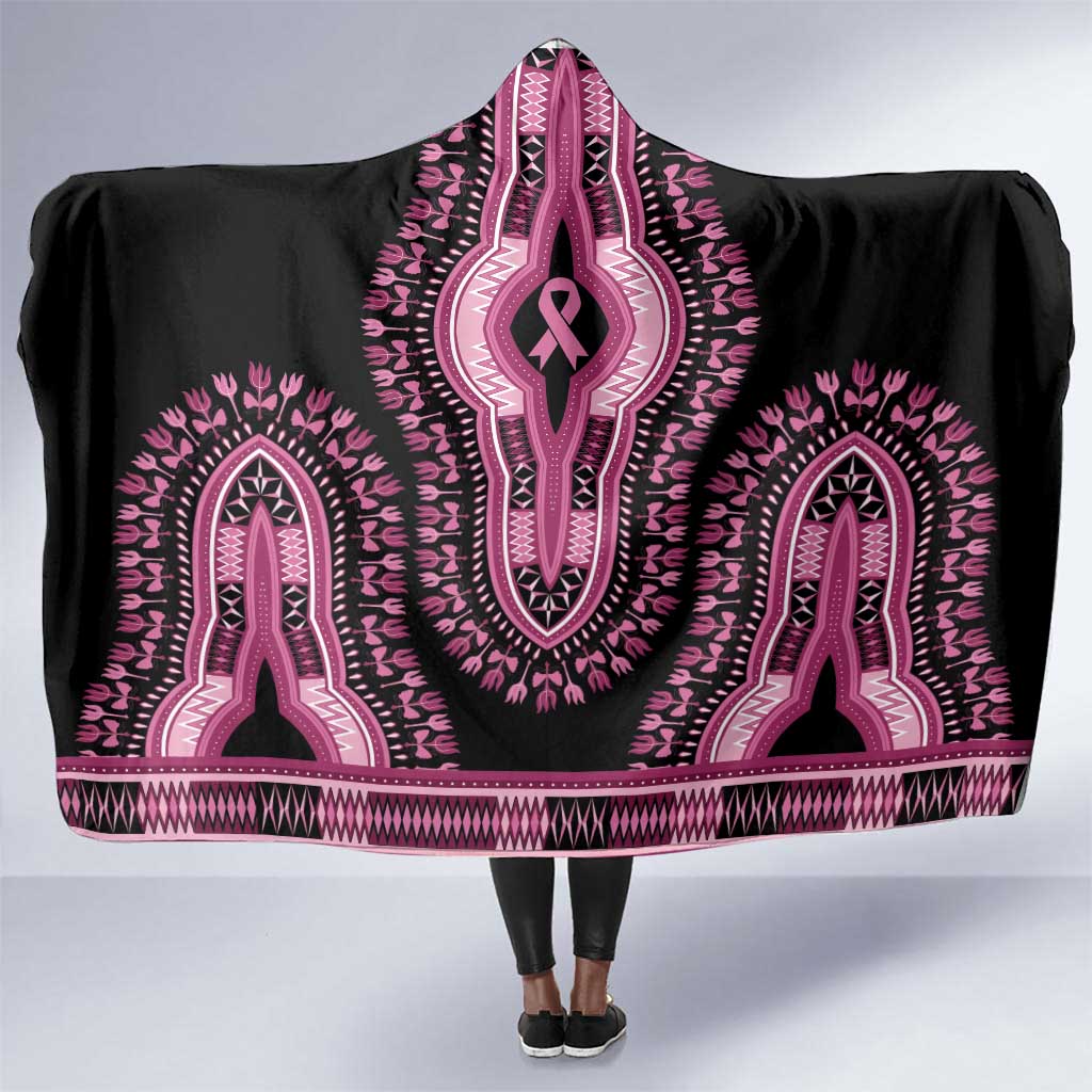 Breast Cancer Awareness Pink Ribbon Afro Hooded Blanket Dashiki Style - African Pride