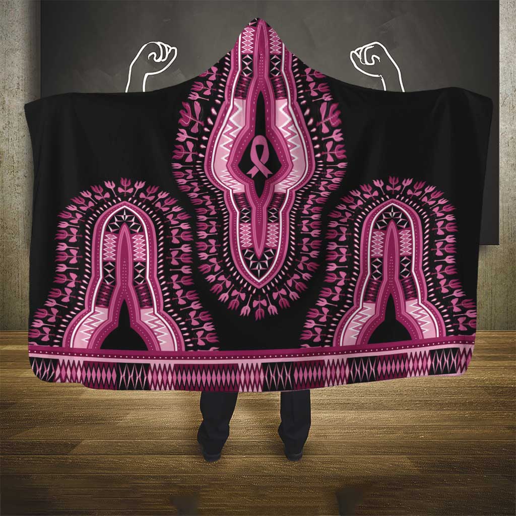 Breast Cancer Awareness Pink Ribbon Afro Hooded Blanket Dashiki Style - African Pride