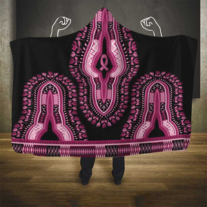 Breast Cancer Awareness Pink Ribbon Afro Hooded Blanket Dashiki Style - African Pride