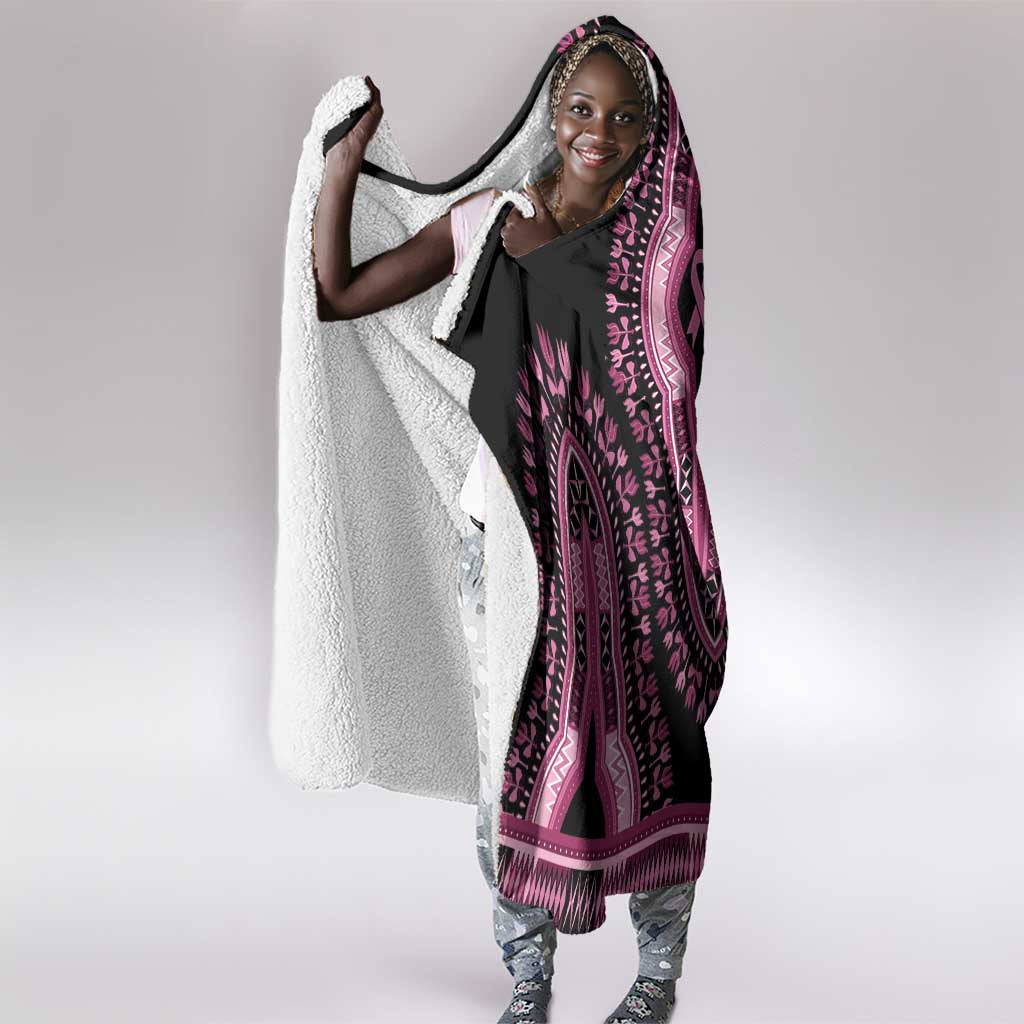 Breast Cancer Awareness Pink Ribbon Afro Hooded Blanket Dashiki Style - African Pride