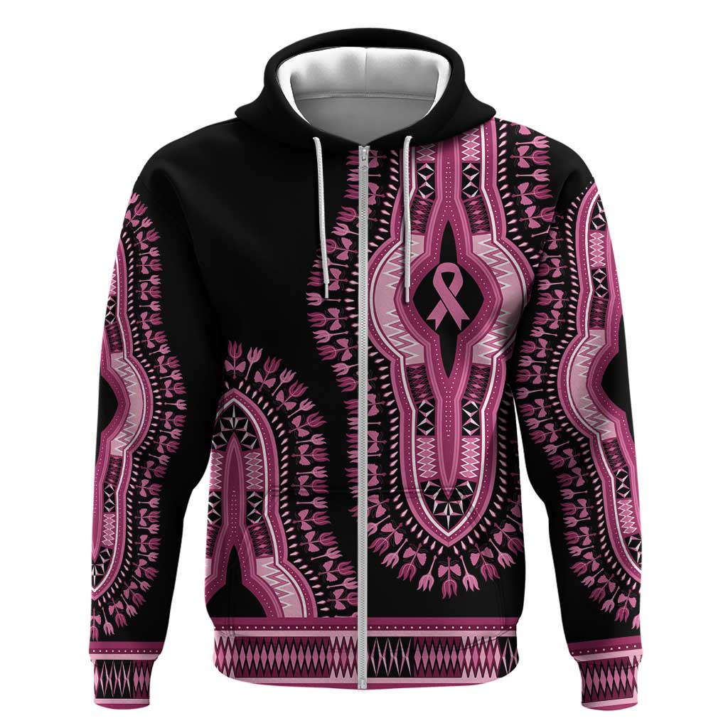 Breast Cancer Awareness Pink Ribbon Afro Hoodie Dashiki Style - African Pride