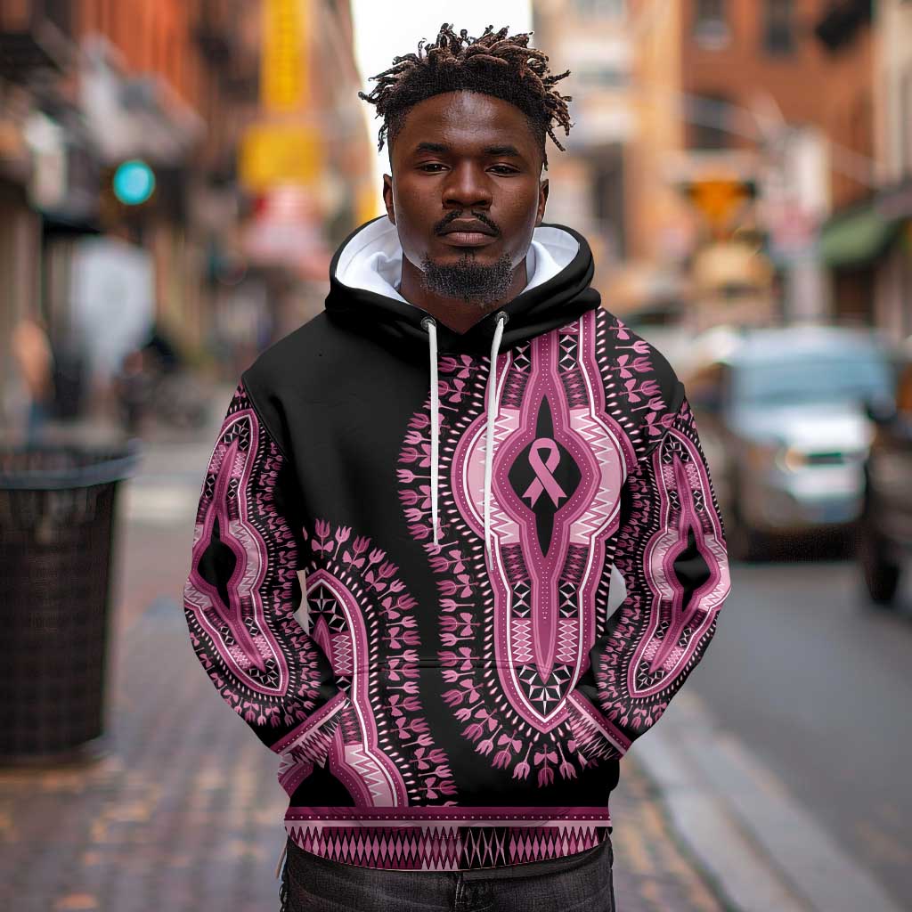 Breast Cancer Awareness Pink Ribbon Afro Hoodie Dashiki Style - African Pride
