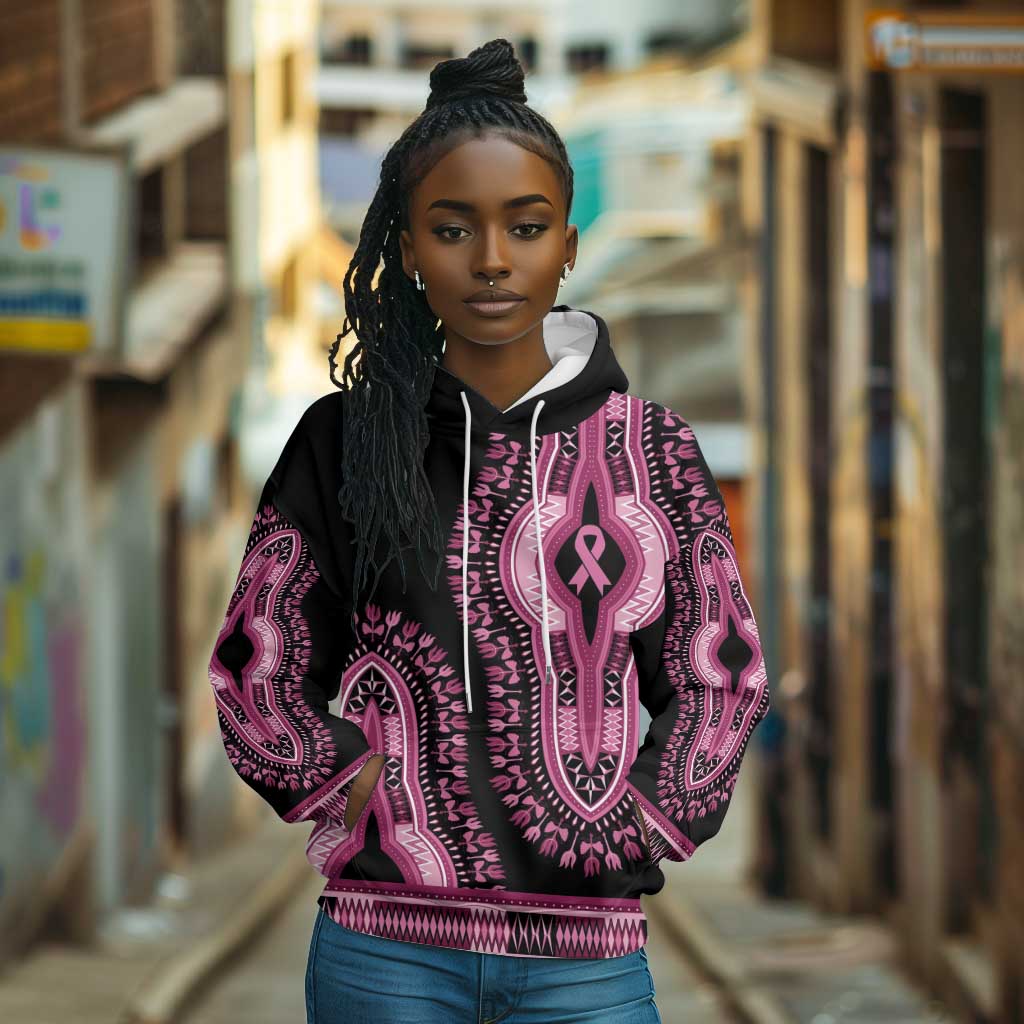 Breast Cancer Awareness Pink Ribbon Afro Hoodie Dashiki Style - African Pride