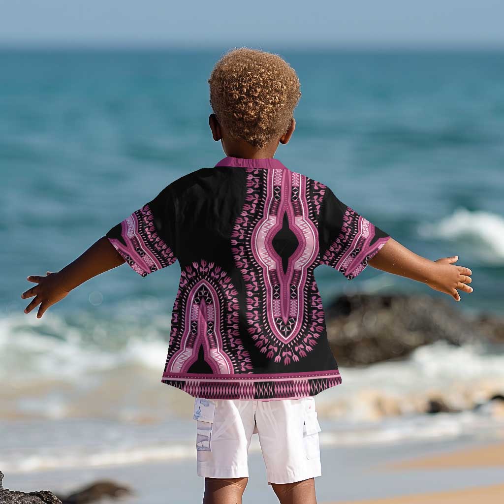Breast Cancer Awareness Pink Ribbon Afro Kid Hawaiian Shirt Dashiki Style - African Pride