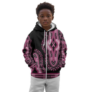 Breast Cancer Awareness Pink Ribbon Afro Kid Hoodie Dashiki Style - African Pride