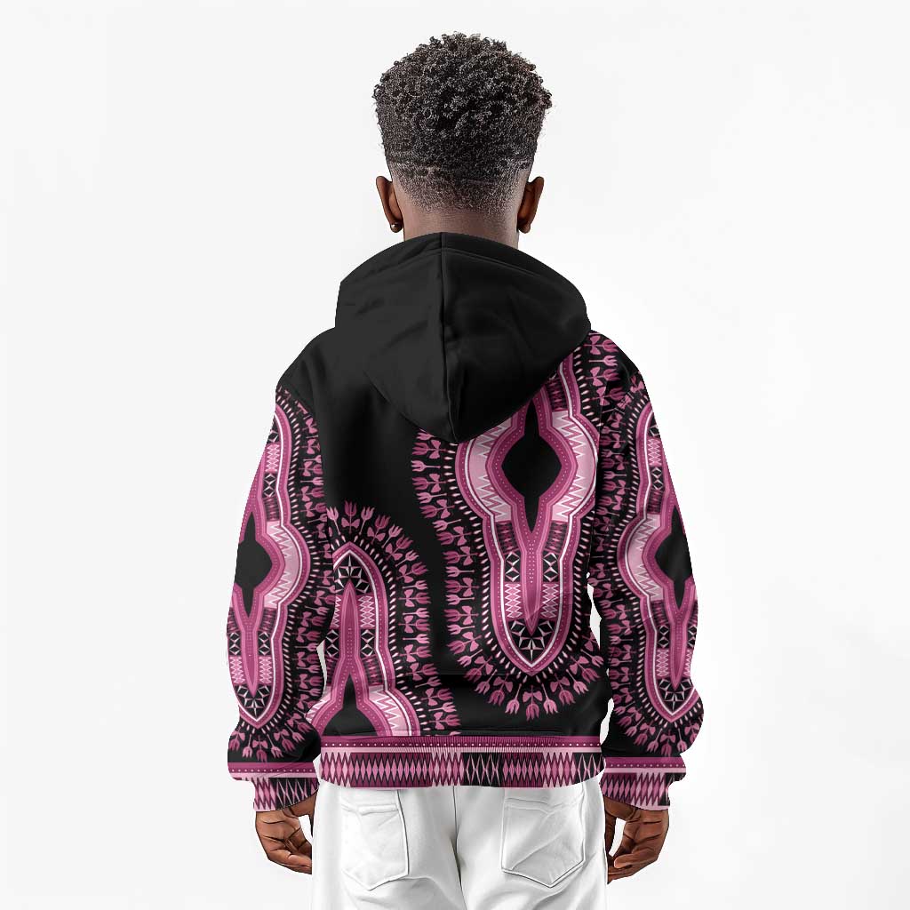 Breast Cancer Awareness Pink Ribbon Afro Kid Hoodie Dashiki Style - African Pride