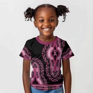 Breast Cancer Awareness Pink Ribbon Afro Kid T shirt Dashiki Style - African Pride