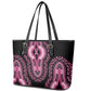 Breast Cancer Awareness Pink Ribbon Afro Leather Tote Bag Dashiki Style - African Pride