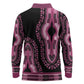 Breast Cancer Awareness Pink Ribbon Afro Long Sleeve Polo Shirt Dashiki Style - African Pride