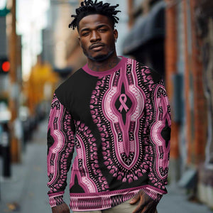 Breast Cancer Awareness Pink Ribbon Afro Long Sleeve Shirt Dashiki Style - African Pride