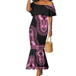 Breast Cancer Awareness Pink Ribbon Afro Mermaid Dress Dashiki Style - African Pride