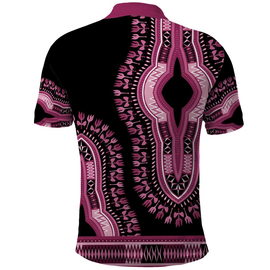 Breast Cancer Awareness Pink Ribbon Afro Polo Shirt Dashiki Style - African Pride