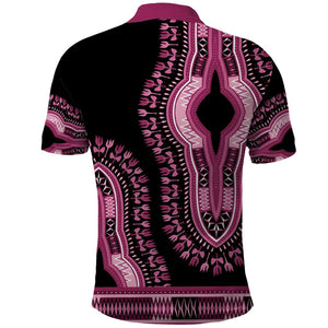 Breast Cancer Awareness Pink Ribbon Afro Polo Shirt Dashiki Style - African Pride