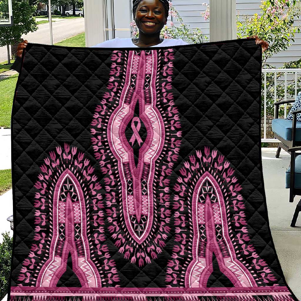 Breast Cancer Awareness Pink Ribbon Afro Quilt Dashiki Style - African Pride