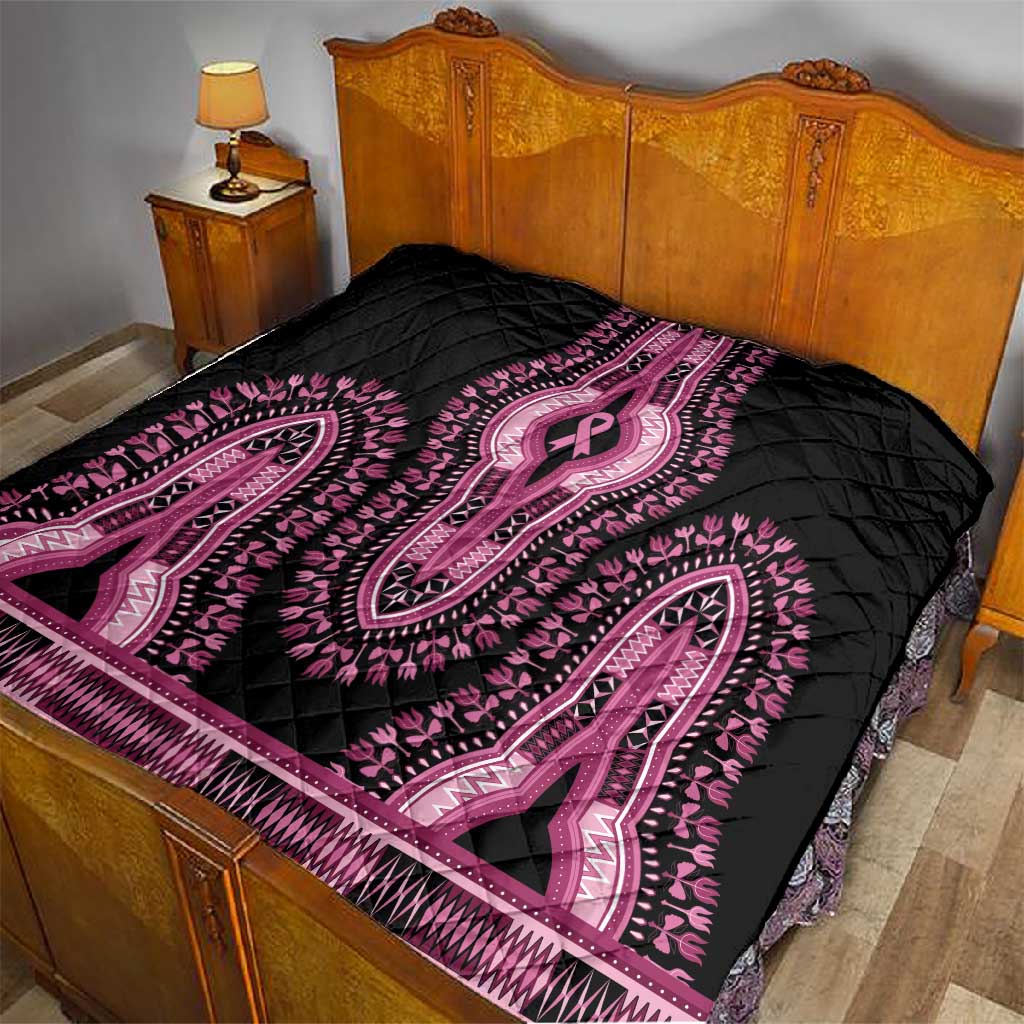 Breast Cancer Awareness Pink Ribbon Afro Quilt Dashiki Style - African Pride