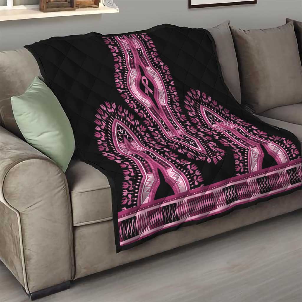 Breast Cancer Awareness Pink Ribbon Afro Quilt Dashiki Style - African Pride