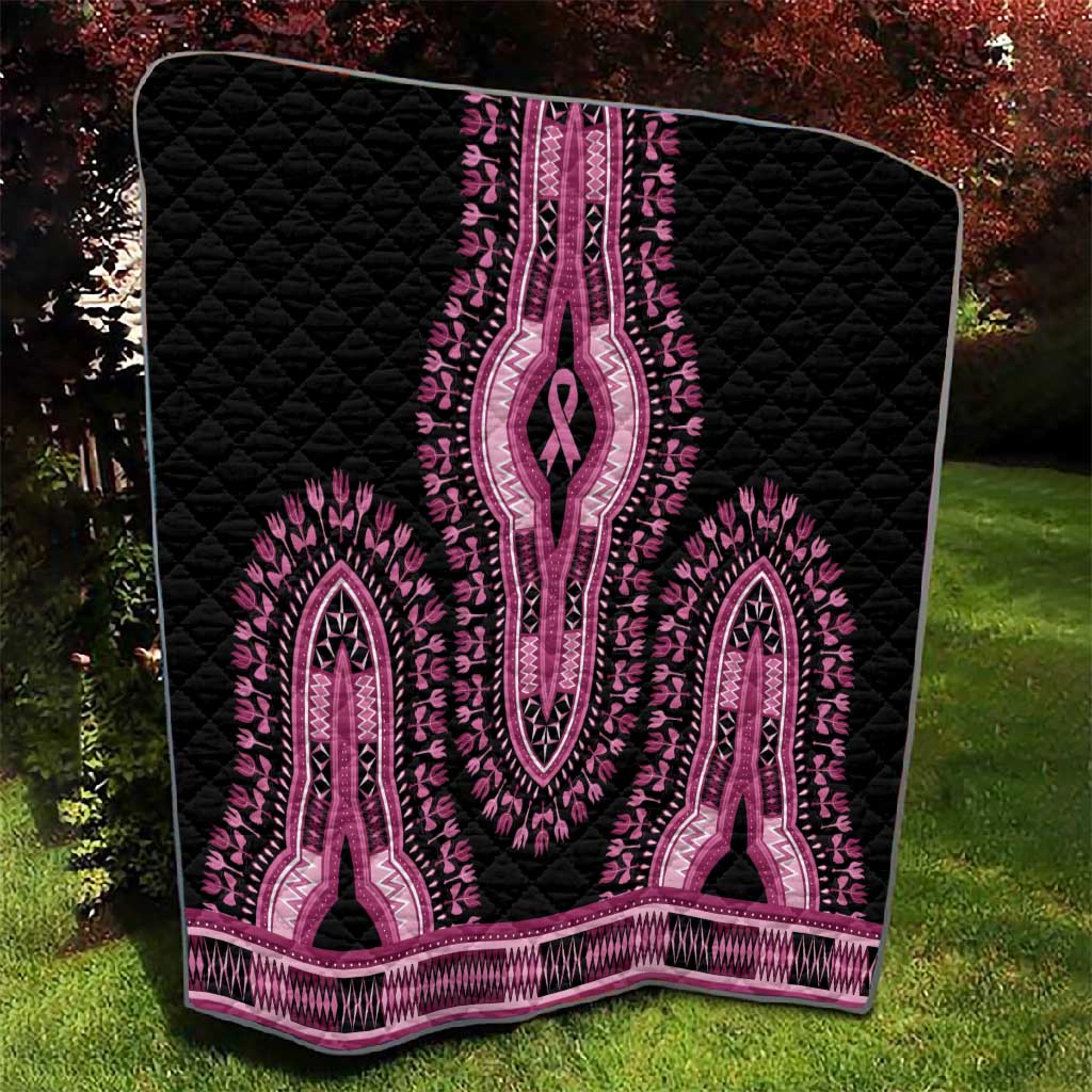 Breast Cancer Awareness Pink Ribbon Afro Quilt Dashiki Style - African Pride