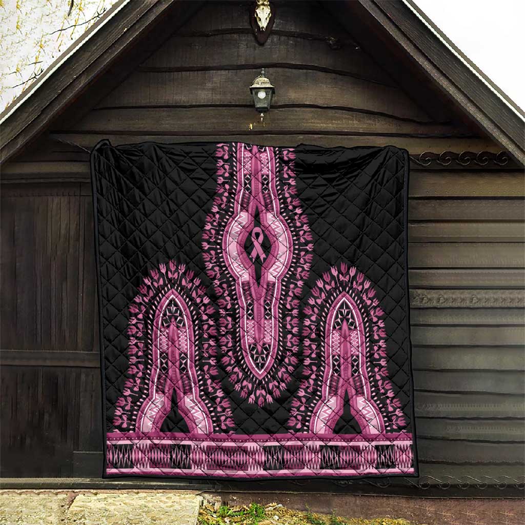 Breast Cancer Awareness Pink Ribbon Afro Quilt Dashiki Style - African Pride
