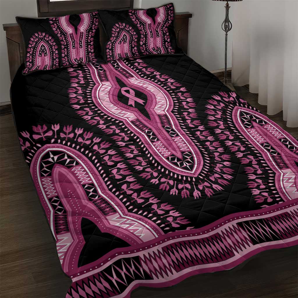 Breast Cancer Awareness Pink Ribbon Afro Quilt Bed Set Dashiki Style - African Pride